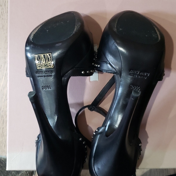 Like🆕️ Miu Miu T Strap Studded Heels - Picture 7 of 7